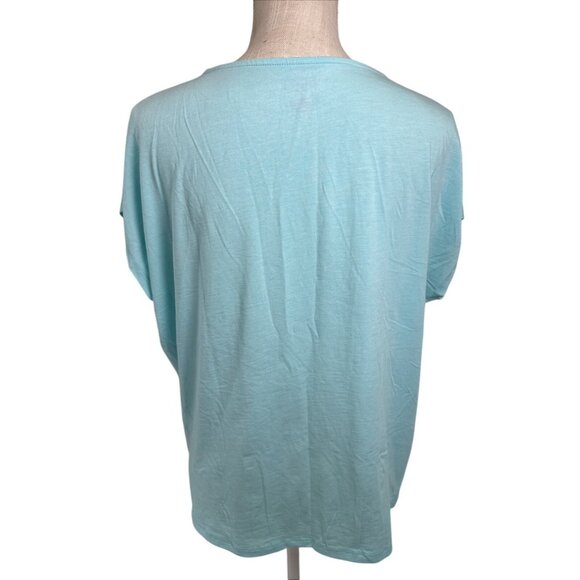 Rachel Roy XL Light Blue Short Sleeve Top With Side Drawstring - Picture 3 of 8